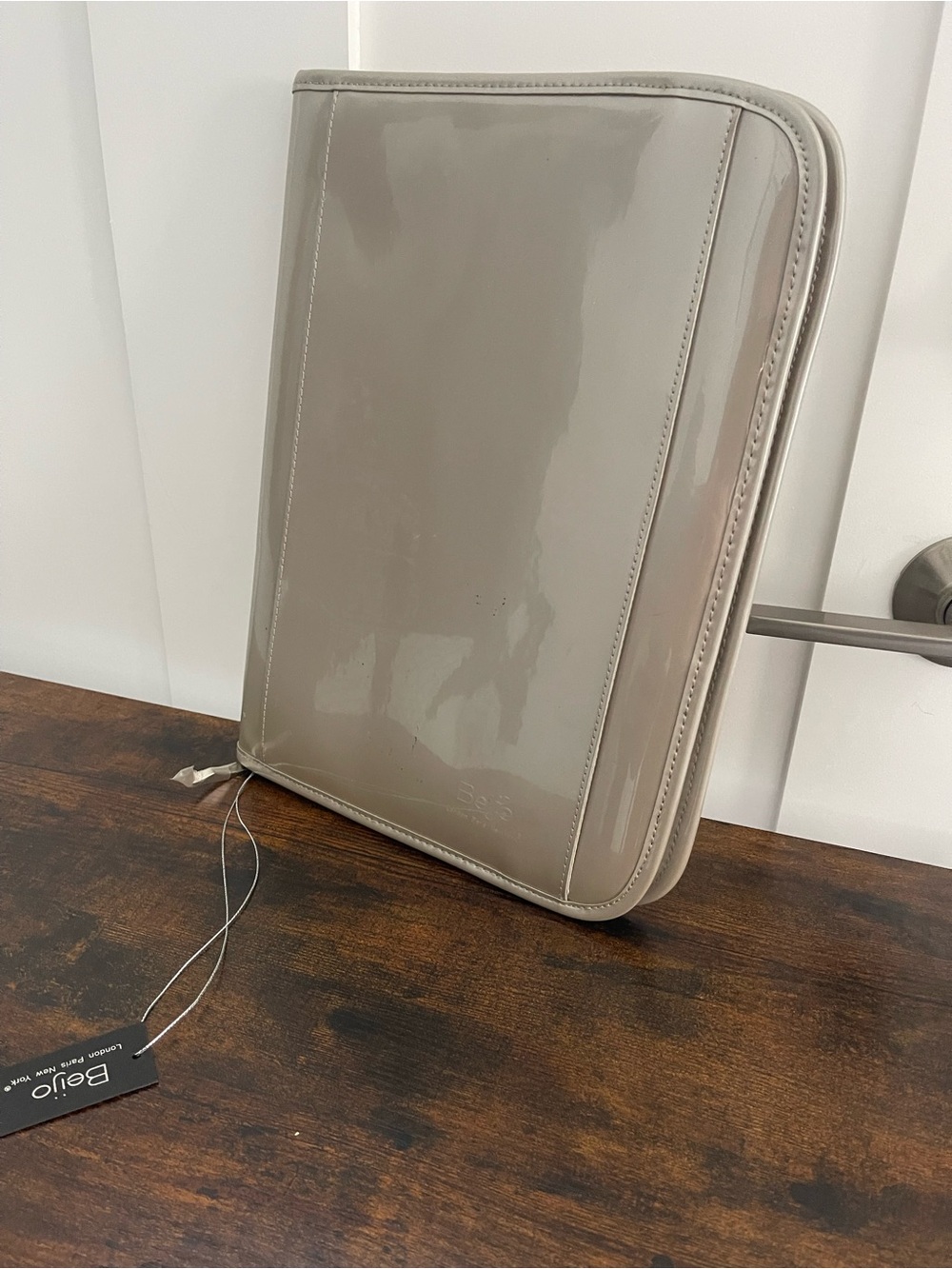Beijo Glossy Patent Tablet Folio Case in Taupe